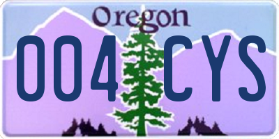 OR license plate 004CYS