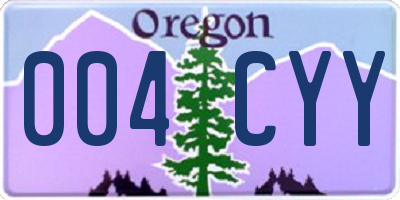 OR license plate 004CYY
