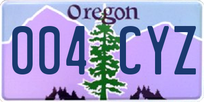 OR license plate 004CYZ