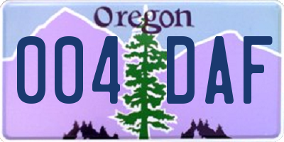 OR license plate 004DAF