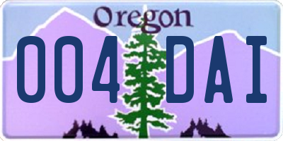 OR license plate 004DAI
