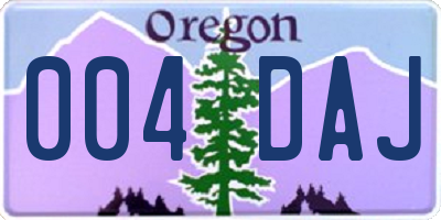 OR license plate 004DAJ