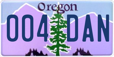 OR license plate 004DAN