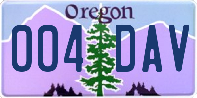 OR license plate 004DAV