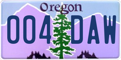 OR license plate 004DAW