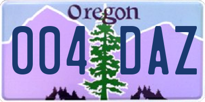 OR license plate 004DAZ