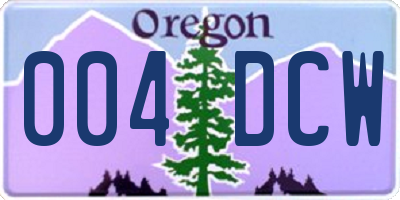 OR license plate 004DCW