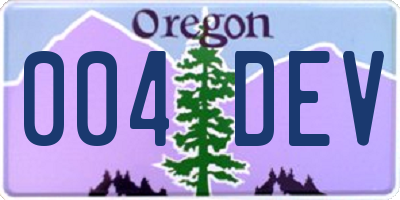 OR license plate 004DEV
