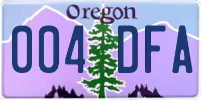 OR license plate 004DFA