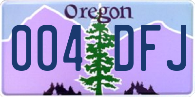 OR license plate 004DFJ