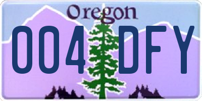 OR license plate 004DFY