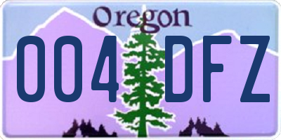 OR license plate 004DFZ