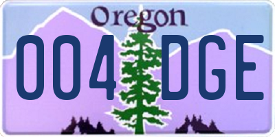 OR license plate 004DGE
