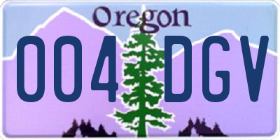 OR license plate 004DGV
