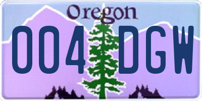 OR license plate 004DGW