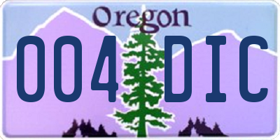 OR license plate 004DIC