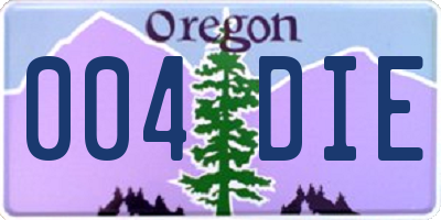 OR license plate 004DIE