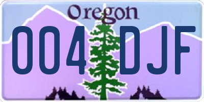 OR license plate 004DJF