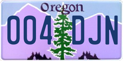 OR license plate 004DJN