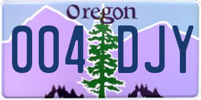 OR license plate 004DJY