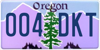 OR license plate 004DKT