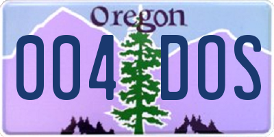OR license plate 004DOS