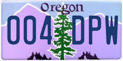 OR license plate 004DPW