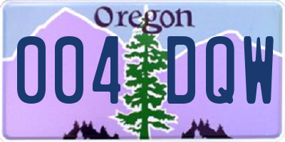 OR license plate 004DQW