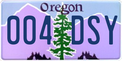 OR license plate 004DSY