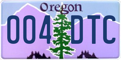 OR license plate 004DTC