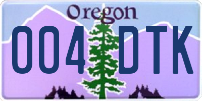 OR license plate 004DTK