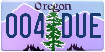 OR license plate 004DUE
