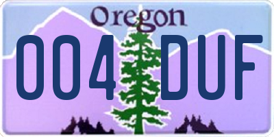 OR license plate 004DUF