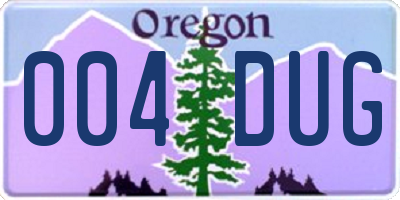 OR license plate 004DUG