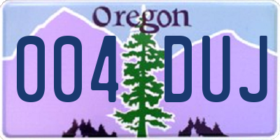 OR license plate 004DUJ