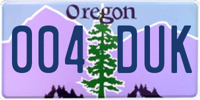 OR license plate 004DUK