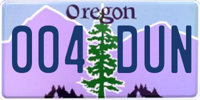 OR license plate 004DUN