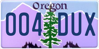 OR license plate 004DUX