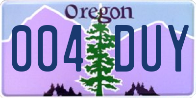OR license plate 004DUY