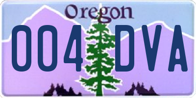 OR license plate 004DVA