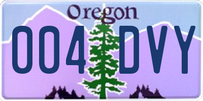 OR license plate 004DVY