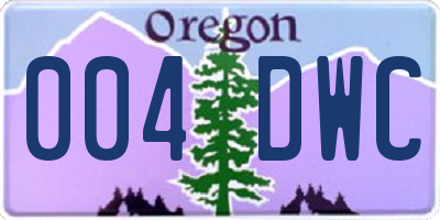 OR license plate 004DWC