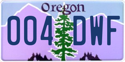OR license plate 004DWF
