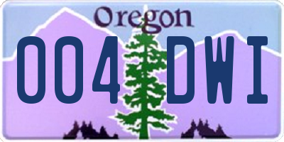 OR license plate 004DWI