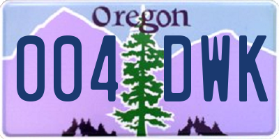 OR license plate 004DWK