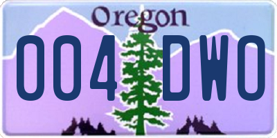 OR license plate 004DWO