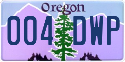 OR license plate 004DWP