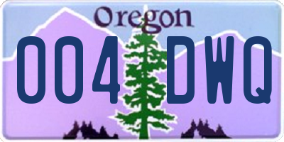 OR license plate 004DWQ