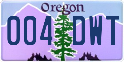 OR license plate 004DWT