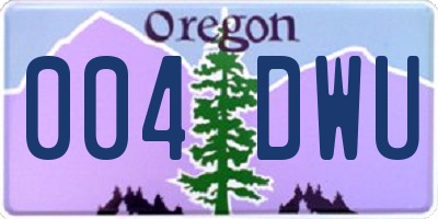 OR license plate 004DWU